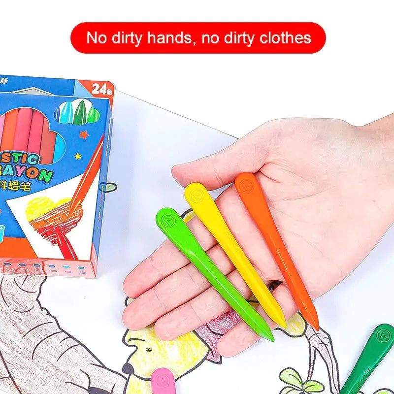 Pack Of 12 Art Supply Childs Plastic Crayons With Box